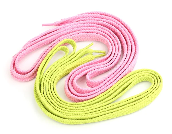Красочные шнурки, изолированные на белом — стоковое фото