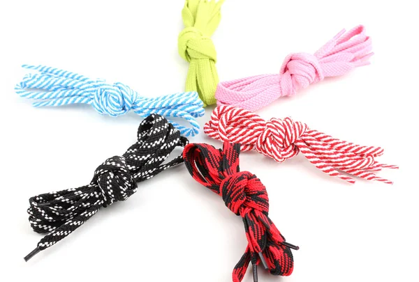 Colorful shoelaces isolated on white — Stock Photo, Image