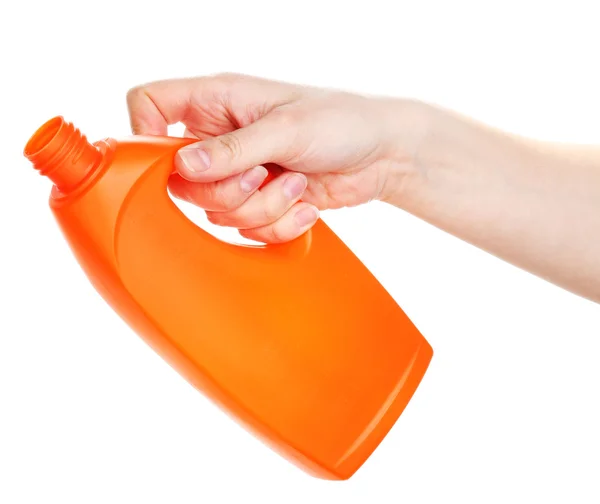 Detergente na mão isolado em branco — Fotografia de Stock