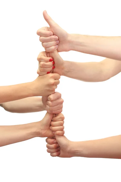 Ομάδα των χεριών του young που απομονώνονται σε λευκό — Φωτογραφία Αρχείου