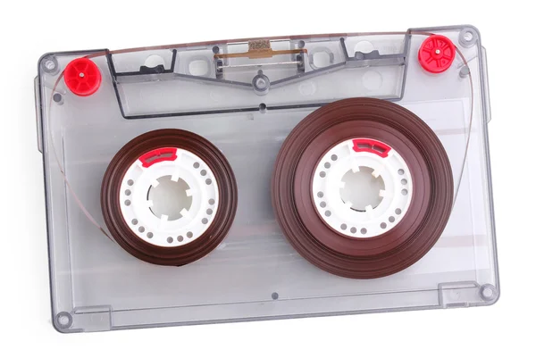 白で隔離されるカラー ラベル付きオーディオ カセット — ストック写真