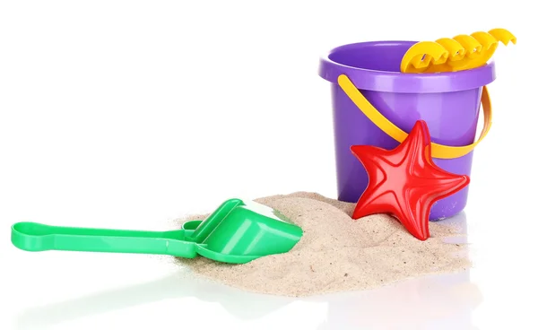 Children's beach toys and sand isolated on white — Stock Photo, Image