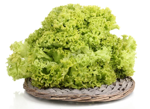 Friss saláta elszigetelt fehér fonott szőnyegre — Stock Fotó