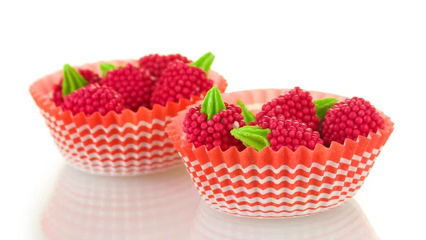 Red candy raspberries isolated on white — Stock Photo, Image