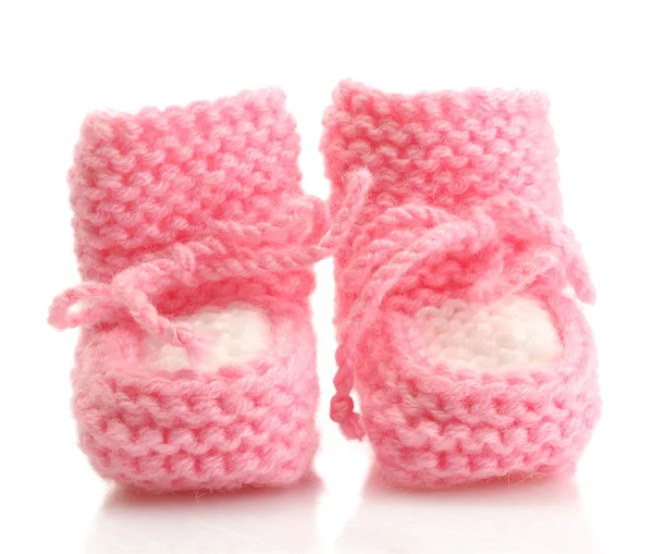 Růžové dětské boty izolované na bílém — Stock fotografie