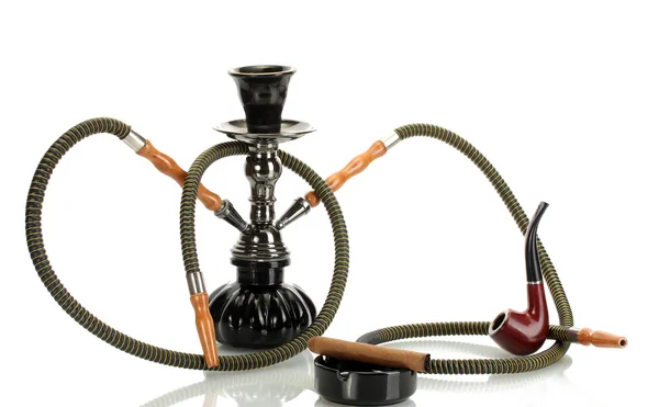 Hookah, cigar and pipe isolated on white — Stock Photo, Image