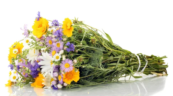 Гарний букет з яскравих диких квітів, ізольований на білому — стокове фото
