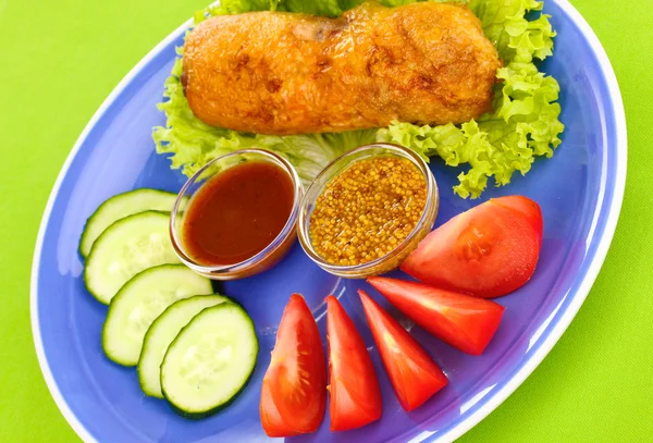 stock image Tasty meat cutlet with garnish on plate