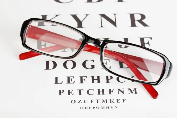Wzrok testowej z okulary z bliska — Zdjęcie stockowe