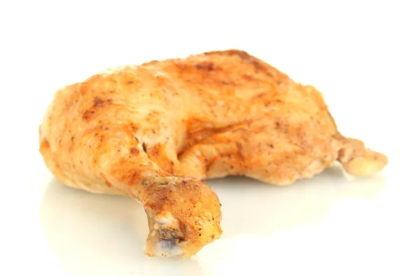 Perna de frango assada isolada em branco — Fotografia de Stock