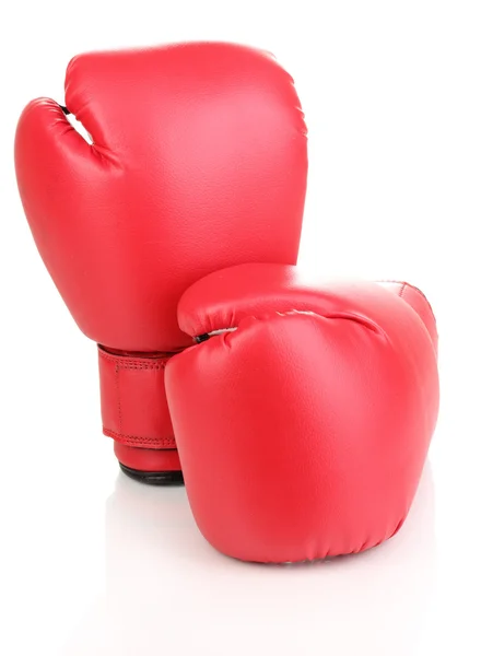 Červené Boxerské rukavice izolované na bílém — Stock fotografie