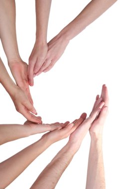 Group of young 's hands isolated on white clipart