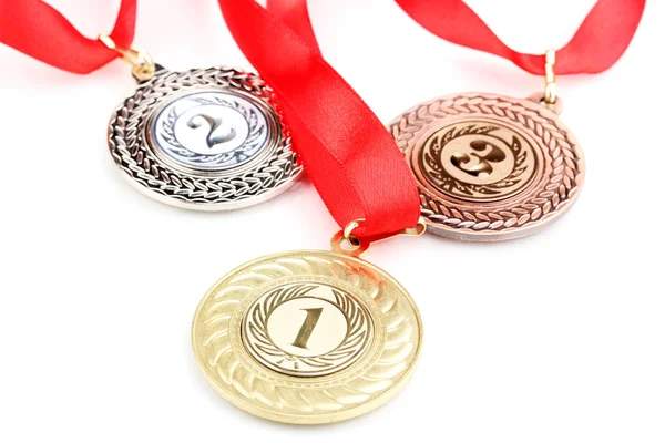 Three medals isolated on white — Stock Photo, Image