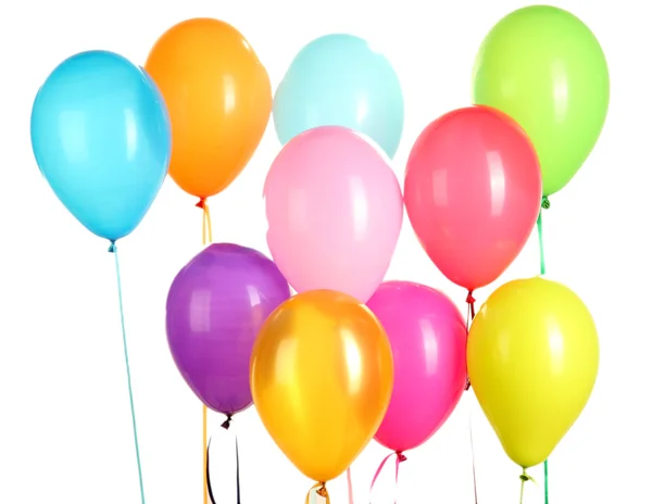 Kolorowe balony na białe tło zbliżenie — Zdjęcie stockowe