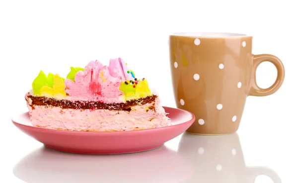 Krémes süteményeket és elszigetelt fehér kupa — Stock Fotó