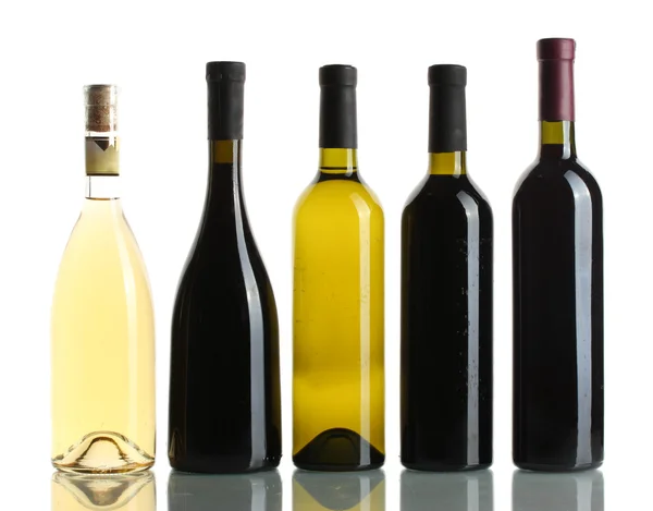 Beyaz izole şarap şişeleri — Stok fotoğraf