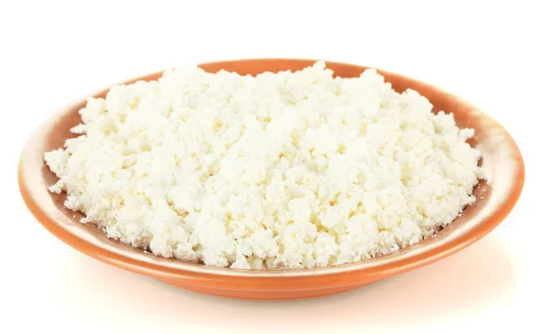 흰색 절연 접시에 코 티 지 치즈 — 스톡 사진