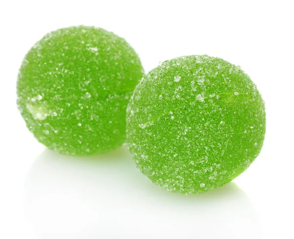 stock image Green jelly candies isolated on white