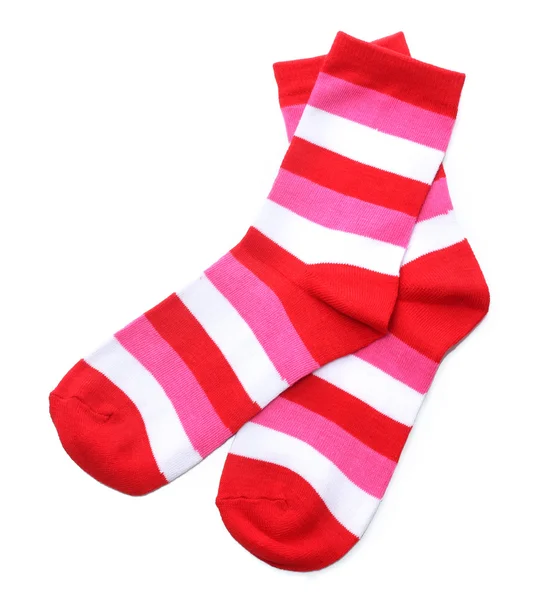 Pruhované ponožky izolovaných na bílém — Stock fotografie