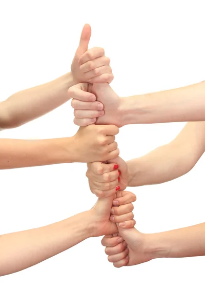 Skupina young rukou izolovaných na bílém — Stock fotografie
