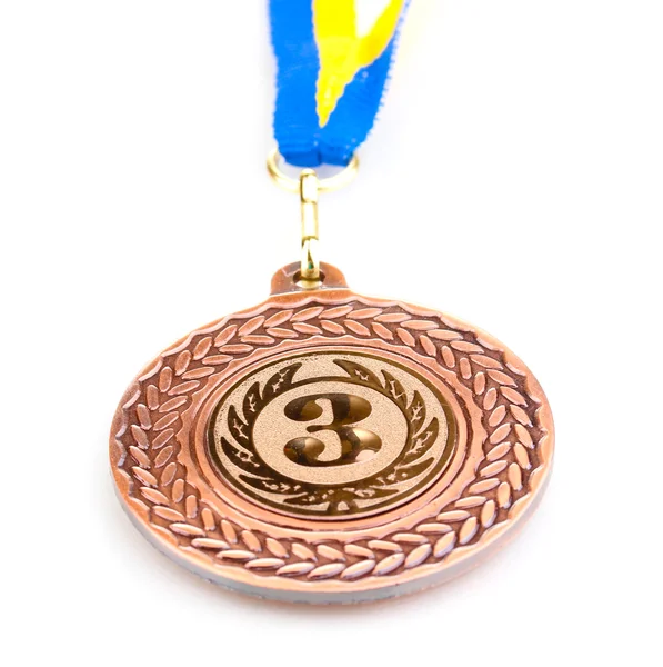 Beyaz izole bronz madalya — Stok fotoğraf