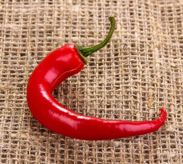 Κόκκινο καυτό πιπέρι τσίλι σε λινάτσα — Φωτογραφία Αρχείου
