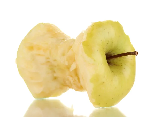 Groene aangebeten appel geïsoleerd op wit — Stockfoto
