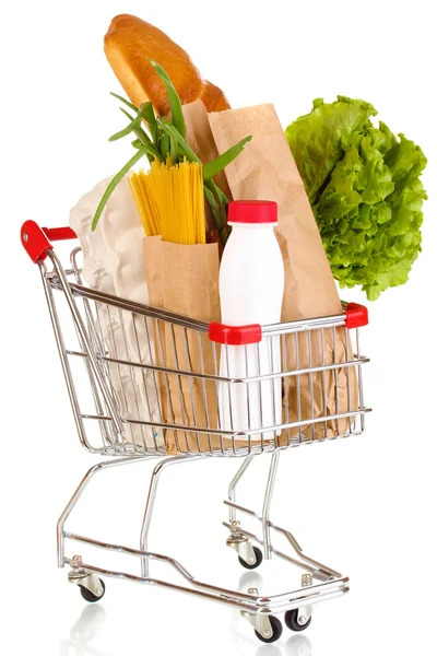 Trolley with food isolated on white — Stock Photo, Image
