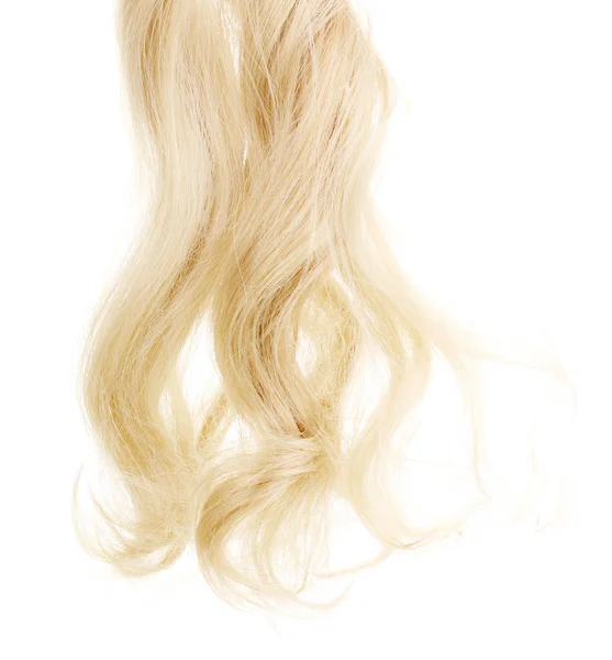 Krullend blond haar geïsoleerd op wit — Stockfoto
