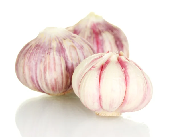 Young garlic peeled isolated on white — Stock Photo, Image