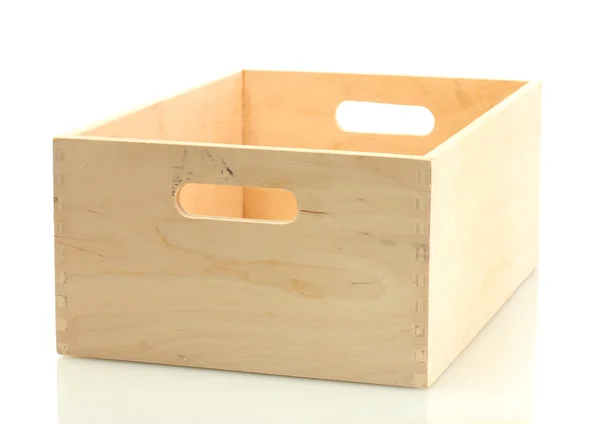 Cassa di legno vuota isolata su bianco — Foto Stock