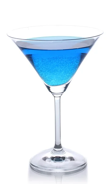 Cóctel azul en vaso de martini aislado en blanco —  Fotos de Stock