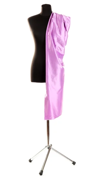 Black mannequin with silk cloth isolated on white — Stock Photo, Image
