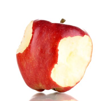 Red bitten apple isolated on white clipart