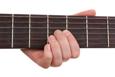 gitar fretboard üzerinde beyaz izole