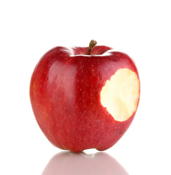 Red bitten apple isolated on white — Stock Photo, Image