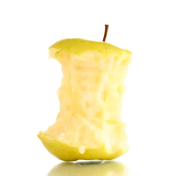 Groene aangebeten appel geïsoleerd op wit — Stockfoto