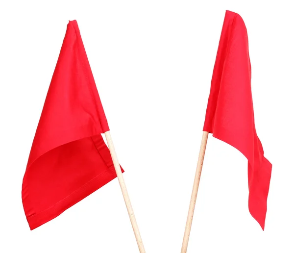 Red signal flags isolated on white — Stock Photo, Image
