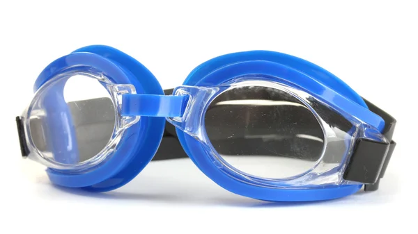 Сині окуляри для плавання ізольовані на білому — стокове фото
