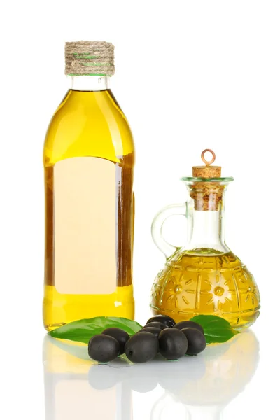 Olivolja flaska och liten karaff isolerad på vit — Stockfoto