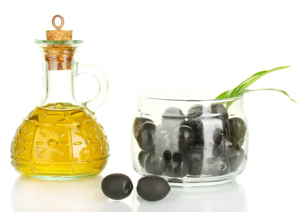 Olive oil small decanter isolated on white — Stock Photo, Image