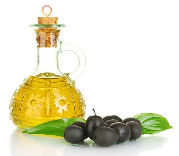 Olivový olej malou karafu izolovaných na bílém — Stock fotografie