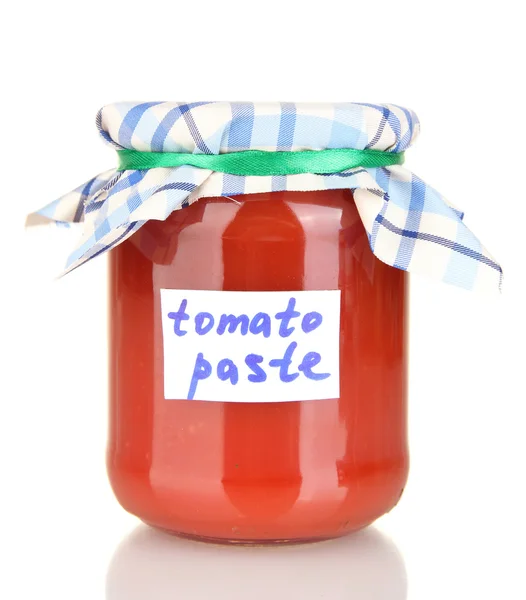 トマト ペースト ・白で隔離される jar ファイルします。 — ストック写真