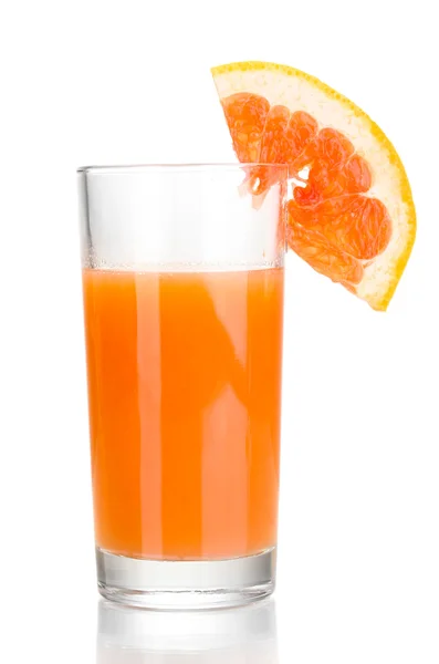 Glas van grapefruitsap geïsoleerd op wit — Stockfoto