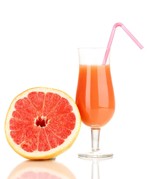 Glas grapefruktjuice isolerad på vit — Stockfoto