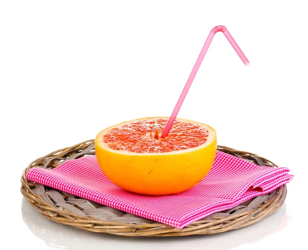 Félig érett grapefruit elszigetelt fehér cső — Stock Fotó