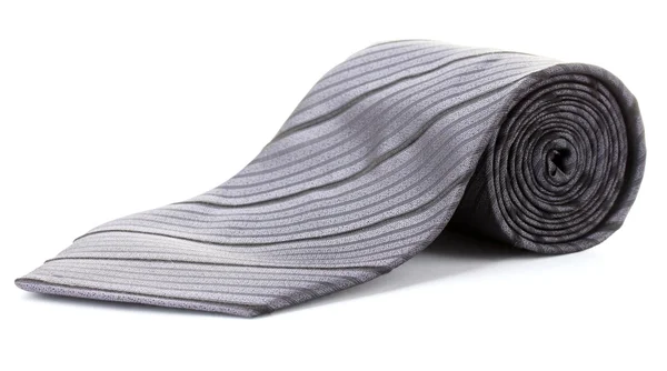 Cravatta grigia laminata isolata su bianco — Foto Stock