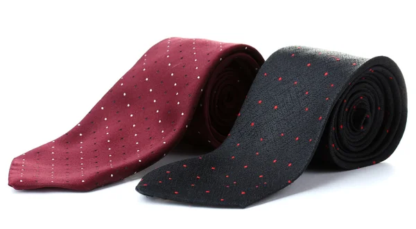 Fekete és piros hengerelt nyakkendők elszigetelt fehér — Stock Fotó