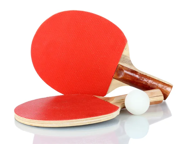 Raquetas y pelotas de ping-pong, aisladas en blanco —  Fotos de Stock