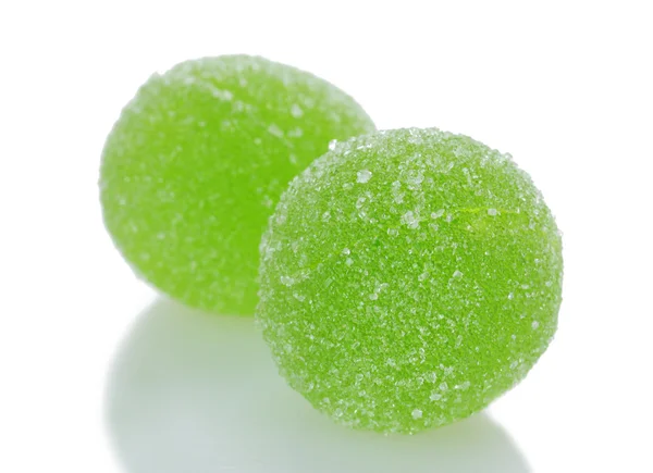 Zelené želé bonbóny izolované na bílém — Stock fotografie
